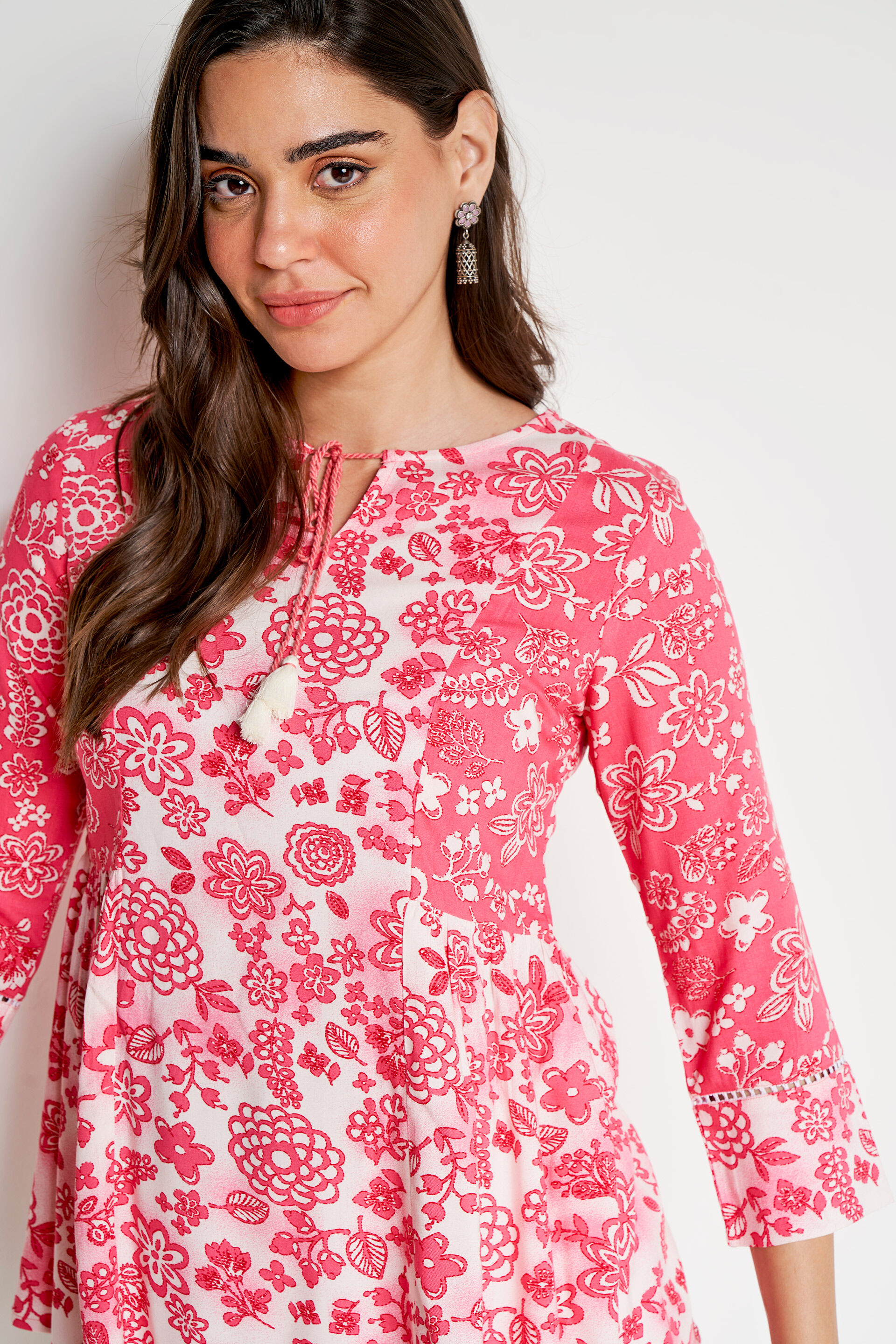 Pink Floral Flared Top, Pink, image 4